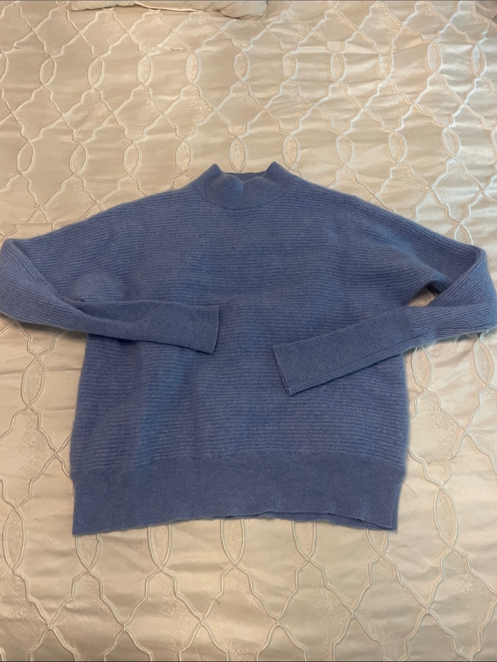 Rachel Zoe Soft Blue Mock Neck Ribbed Sweater